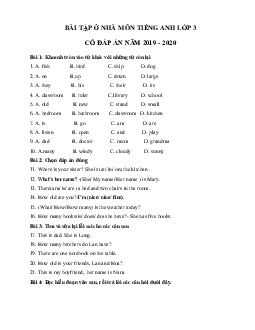 Bài tập ở nhà môn tiếng Anh lớp 3 Số 2