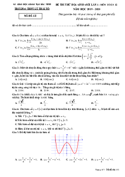 Đề thi thử HSG lần 1 Toán 12 năm 2019 – 2020 trường Lý Thái Tổ – Bắc Ninh