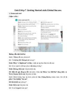 Unit 8 lớp 7 Getting Started sách Global Success