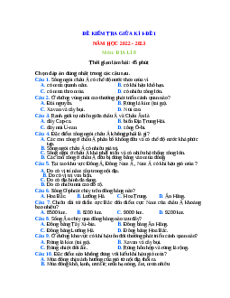 Đề thi giữa học kì 1 Địa lí 8 năm 2022-2023