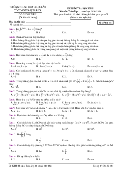Đề thi học kỳ 2 Toán 11 năm 2020 – 2021 trường Ngọc Lâm – Đồng Nai