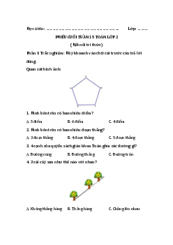 Bài tập cuối tuần Toán lớp 2 Kết nối Tri thức Tuần 15