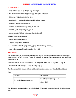 Bài tập tiếng anh 10 Global success nâng cao unit 10 Ecotourim (có đáp án)