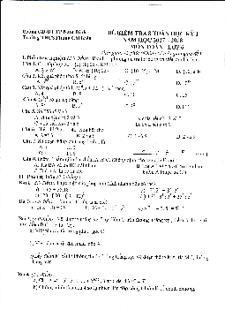Đề kiểm tra 8 tuần HKI năm học 2017 – 2018 môn Toán 6 trường THCS Phùng Chí Kiên – Nam Định