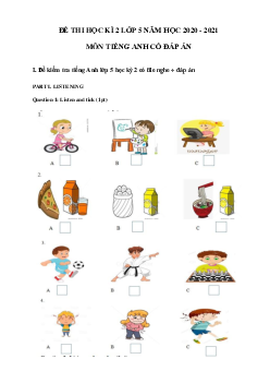 5 Đề thi học kì 2 lớp 5 môn tiếng Anh năm 2024