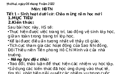 Giáo án điện tử Hoạt động trải nghiệm 3 Cánh diều: Chào mừng năm học mới