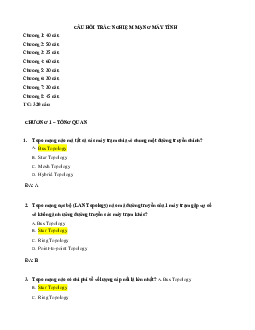 Bộ câu hỏi 320 câu trắc nghiệm ôn tập môn Mạng máy tính theo từng chương có đáp án