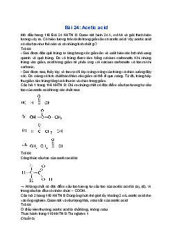 Giải Khoa học tự nhiên 9 Cánh diều Bài 24: Acetic acid