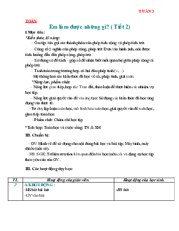 Giáo án Toán 2 tuần 3 sách Chân trời sáng tạo