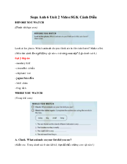 Soạn Anh 6 Unit 2 Video SGK Cánh Diều