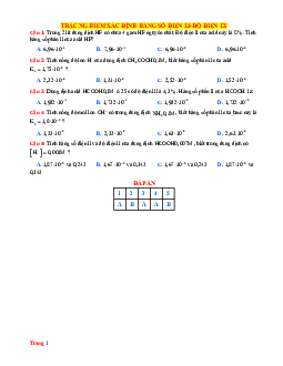 Trắc nghiệm xác định hằng số điện li-độ điện ly Hóa 11 (Có lời giải)