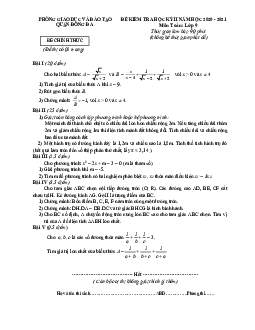 Đề thi học kỳ 2 Toán 9 năm 2020 – 2021 phòng GD&ĐT Đống Đa – Hà Nội