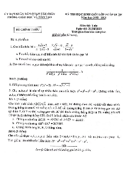 Đề học sinh giỏi Toán 9 năm 2020 – 2021 phòng GD&ĐT Cầu Giấy – Hà Nội