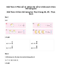 Giải Toán lớp 4 Bài 61: Phân số và phép chia số tự nhiên| Chân trời sáng tạo
