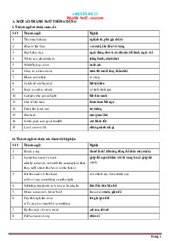 Chuyên đề 23: Thành Ngữ - IDIOMS Tiếng Anh lớp 9