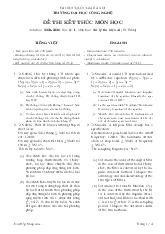 Đề thi Xử lý tín hiệu số kỳ 1 năm học 2020-2021 | Trường Đại học Công nghệ, Đại học Quốc gia Hà Nội