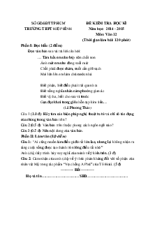 Đề thi giữa học kì 2 môn Ngữ văn lớp 12 trường THPT Hiệp Bình, Hồ Chí Minh năm 2014 - 2015