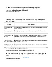 Viết một bài văn khoảng 400 chữ kể lại một trải nghiệm của bản thân (55 mẫu) - Ngữ văn 6
