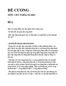 Đề cương môn Chủ nghĩa xã hội khoa học | Đại học Mỹ thuật Công nghiệp