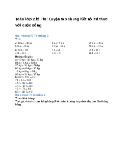 Toán lớp 2 bài 18: Luyện tập chung | Kết nối tri thức