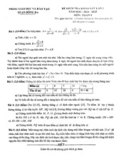 Đề khảo sát lần 1 Toán 9 năm 2024 – 2025 phòng GD&ĐT Đống Đa – Hà Nội