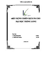Lập Kế Hoạch PR cho Trường Đại Học Thăng Long - TIỂU LUẬN MÔN PR