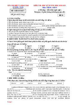 Đề thi HK 2 Tiếng Anh 8 có file nghe Sở GD&ĐT Quảng Nam 2020-2021 (4 kỹ năng)