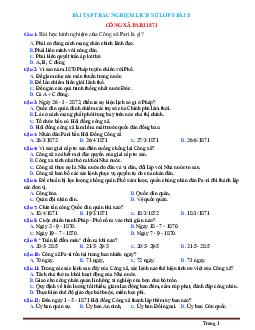 Trắc nghiệm Sử 8 Bài 5: Công Xã Pari 1871 có đáp án