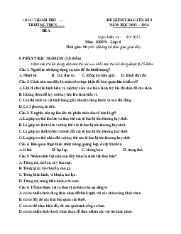 Đề thi giữa học kì 1 môn Khoa học tự nhiên 6 năm 2023 - 2024 sách Kết nối tri thức với cuộc sống | Đề 5