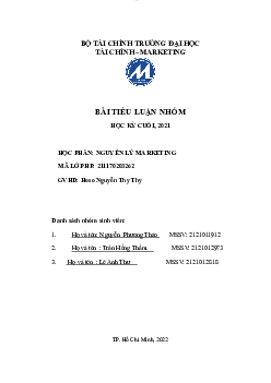 Bài tiểu luận kết thúc Nguyên lý Marketing đề tài Doanh nghiệp KFC