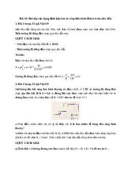 Giải Lý 9 bài 11: Bài tập vận dụng định luật Ôm và công thức tính điện trở của dây dẫn