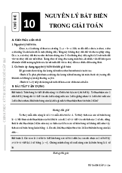 Các bài toán sử dụng nguyên lý bất biến trong giải toán