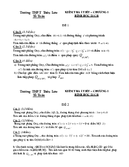 Đề kiểm tra Hình học 11 chương 1 trường THPT Thừa Lưu – Thừa Thiên Huế