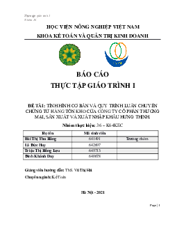 Tiểu luận "Tình hình cơ bản và quy trình luân chuyển chứng từ hàng tồn kho của công ty cổ phần thương mại, sản xuất và xuất nhập khẩu Hưng Thịnh"