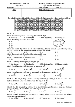 Đề kiểm tra Hình học 12 chương 1 (Khối đa diện) trường THPT Lao Bảo – Quảng Trị