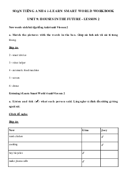Sách bài tập tiếng Anh lớp 6 Unit 9 Lesson 2 - Smart World