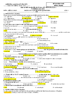Đề thi đánh giá năng lực - kỹ  LẦN I NĂM HỌC 2019-2020 - CHUYÊN TIẾNG ANH