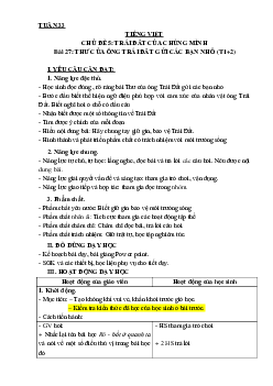 Bài 27: Thư của ông Trái Đất gửi các bạn nhỏ - Tiết 1+2 | Giáo án Tiếng Việt 3 | Kết nối tri thức
