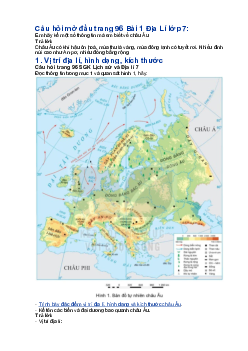 Giải SGK Địa lí 7 Bài 1: Vị trí địa lí, đặc điểm tự nhiên Châu Âu - Kết nối chi thức