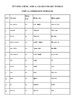 Từ vựng Unit 6 lớp 6 Community services - Smart World