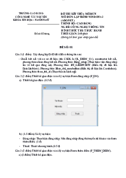 Đề thi môn Lập trình window 2 | Trường Cao đẳng Công nghệ Tây Nguyên