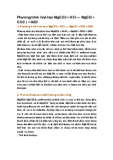 Phương trình hoá học MgCO3 + HCl → MgCl2 + CO2 ↑ + H2O