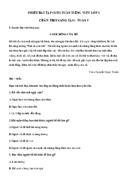 Bài tập cuối tuần Tiếng việt lớp 2 | Chân trời Sáng tạo Tuần 5 Cơ bản