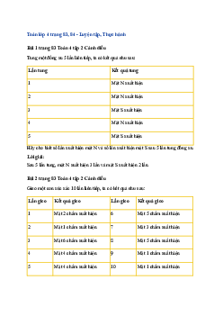 Bài 89: Toán lớp 4 trang 83 Kiểm đếm số lần xuất hiện của một sự kiện Cánh Diều