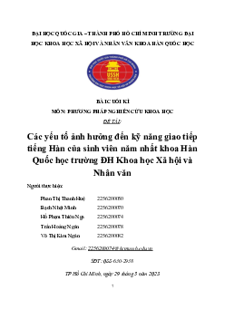 Đồ án cuối kì | PHƯƠNG PHÁP NGHIÊN CỨU KHOA HỌC | Đại học Khoa học Xã hội và Nhân văn, Đại học Quốc gia Thành phố HCM