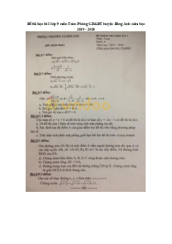 Đề thi học kì 1 lớp 9 môn Toán Phòng GD&ĐT huyện Đông Anh năm học 2019 - 2020