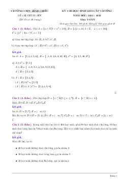 Đề học sinh giỏi Toán 10 năm 2022 – 2023 trường THPT Bình Chiểu – TP HCM