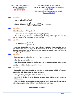 Đề tuyển sinh lớp 10 THPT môn Toán năm 2022 – 2023 sở GD&ĐT Đà Nẵng