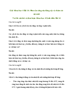Giải Khoa học lớp 4 Bài 14: Nhu cầu sống của động vật và chăm sóc vật nuôi | Cánh diều