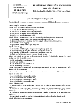Đề thi giữa học kì 1 lớp 10 năm 2023 - 2024 sách Chân trời sáng tạo | Vật lí 10 Đề 3